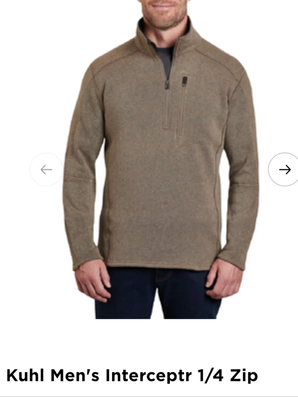 Kuhl Men's M Interceptr 1/4 Zip Fleece Oatmeal Brown Jacket